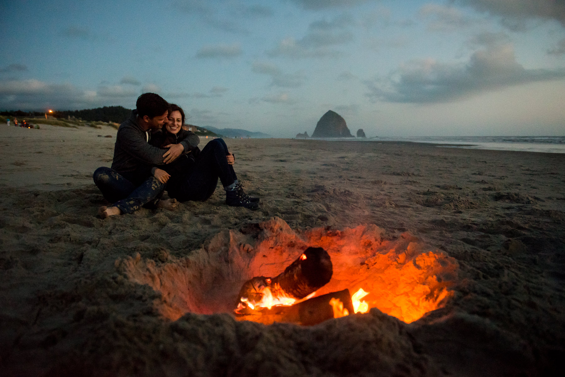 campfire on cannon beach