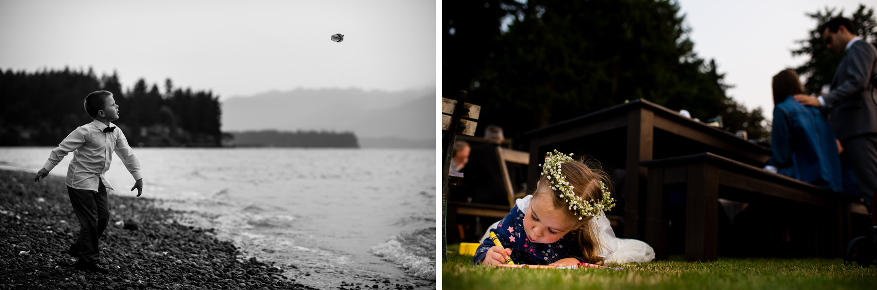 kid throwing shell into hood canal