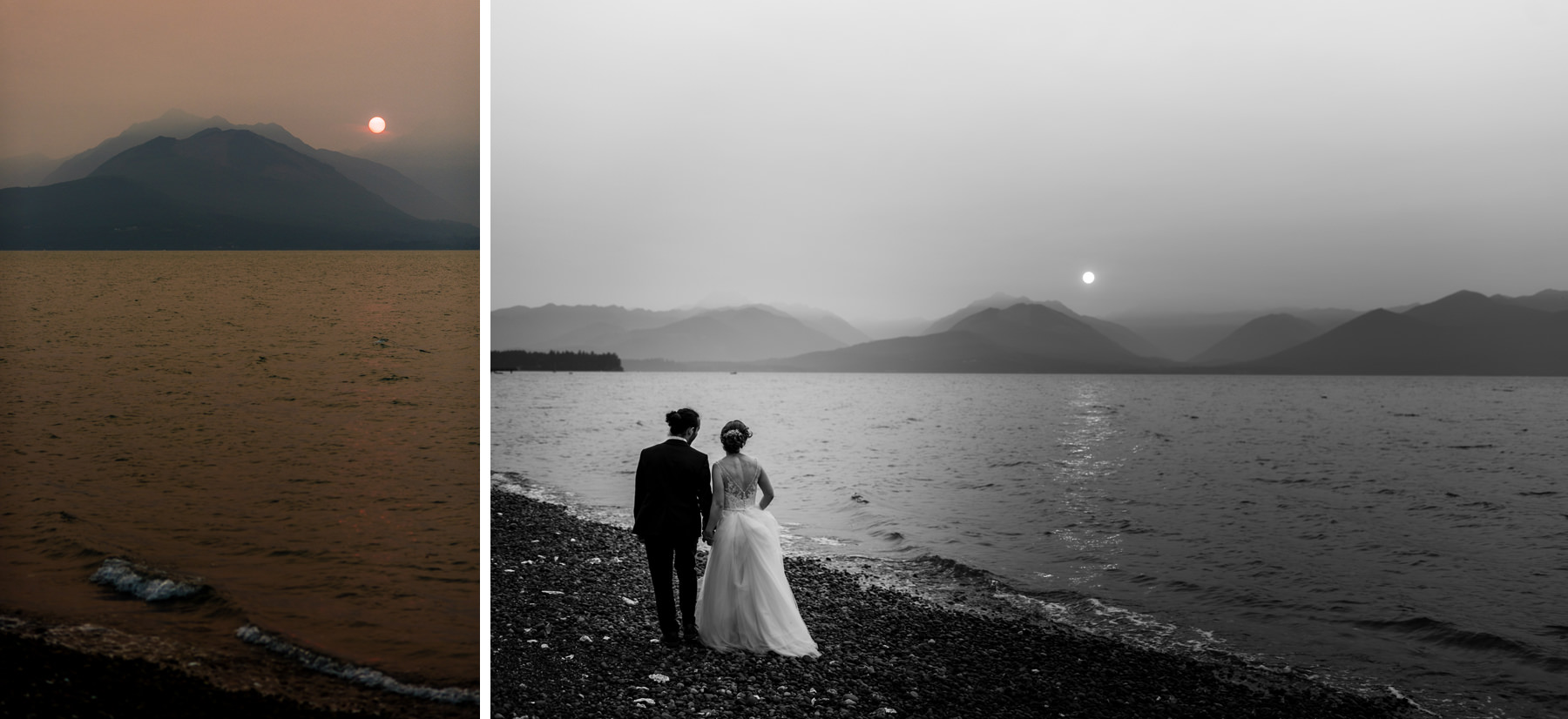 dramatic smoky wedding photos