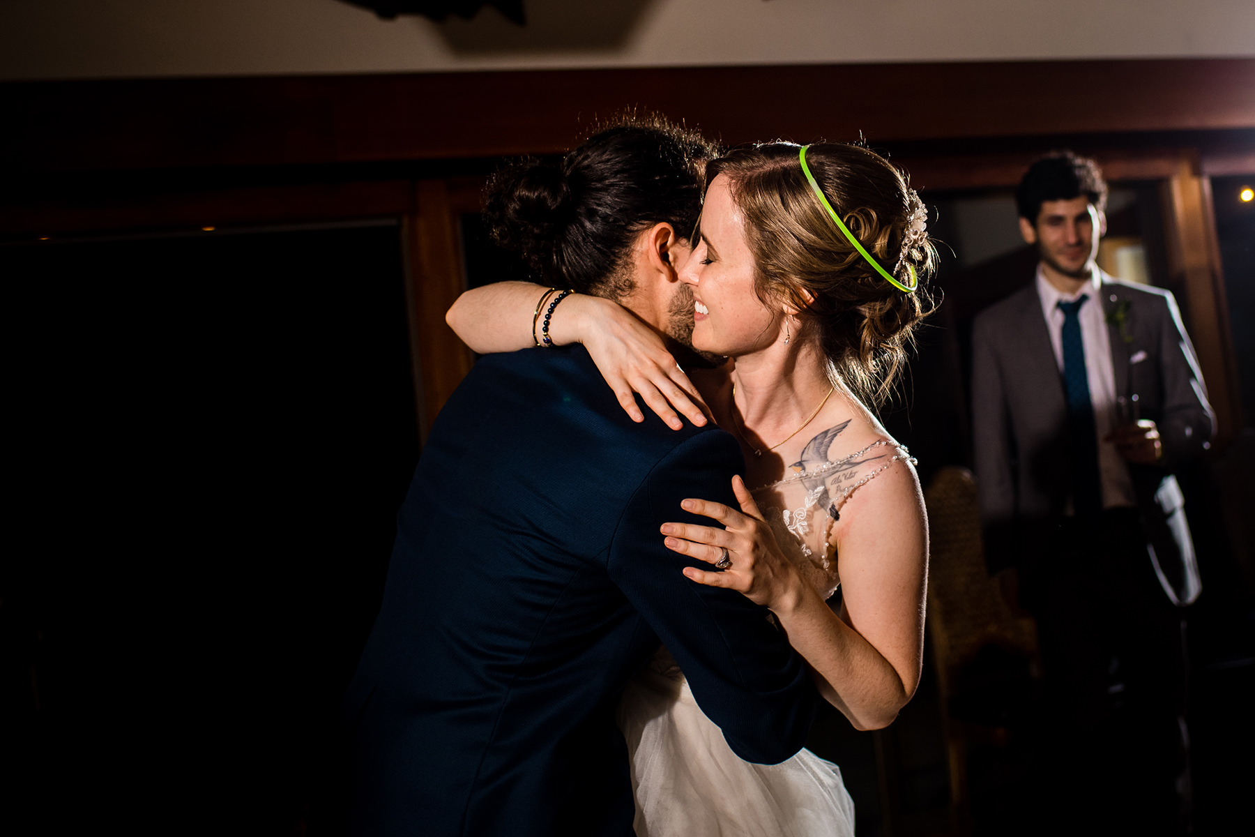 sweet moment of bride and groom dancing