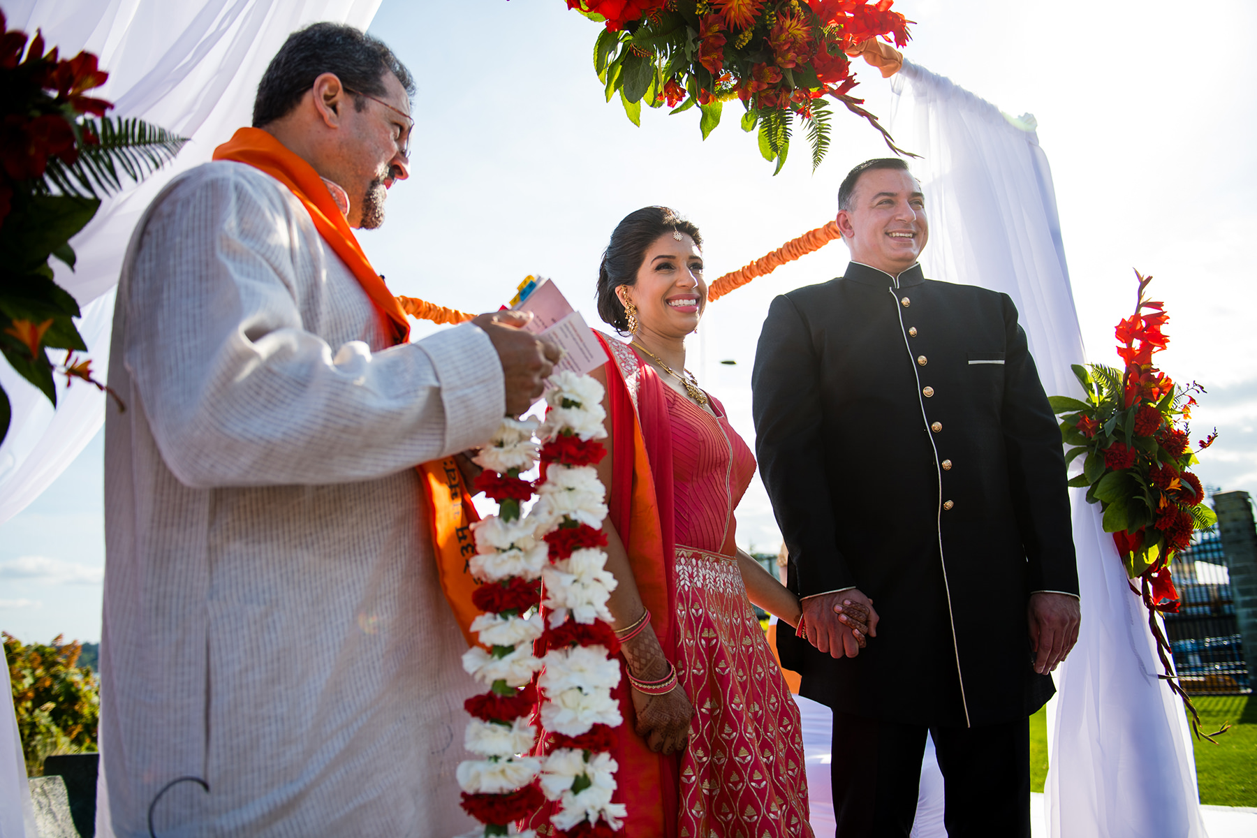 groom and bride on indian wedding alter