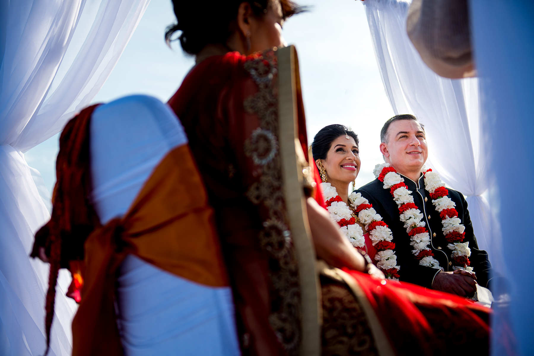 bride and groom on the alter