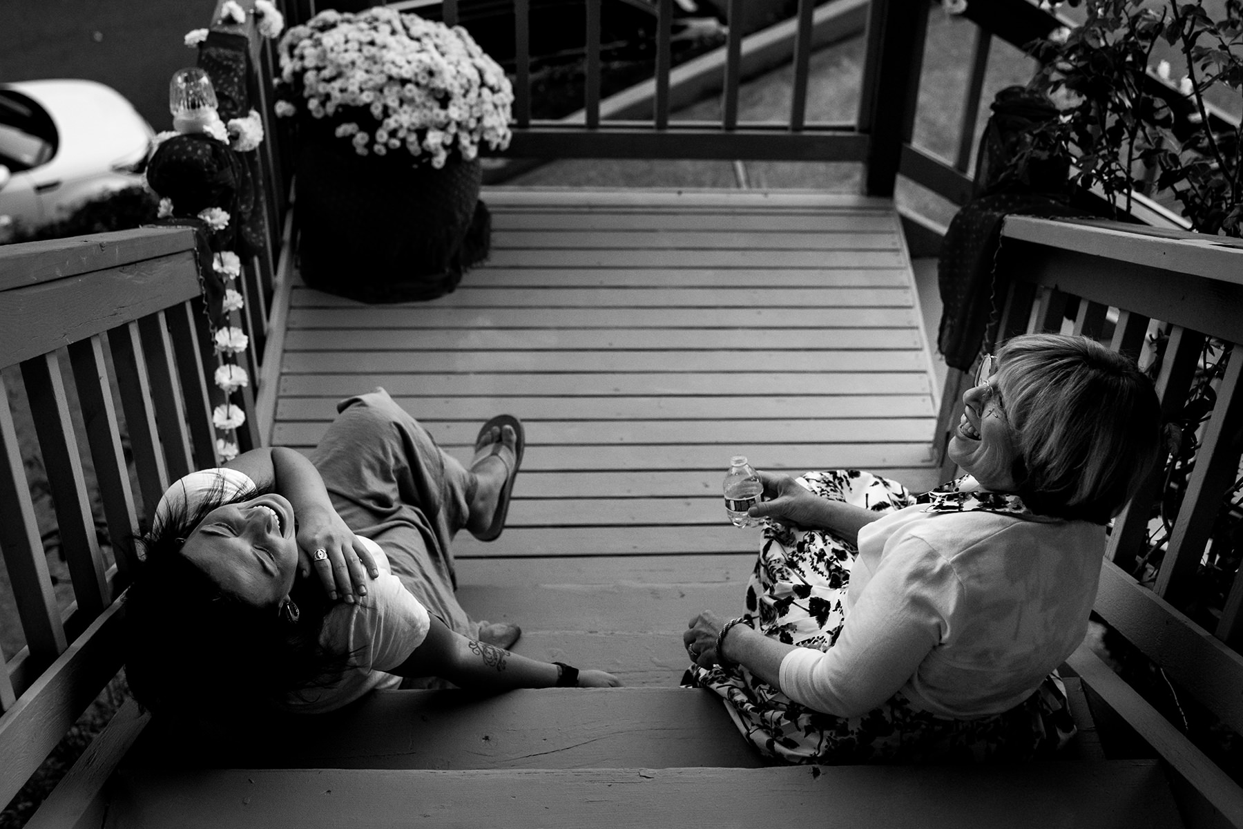 henna party guests laughing 