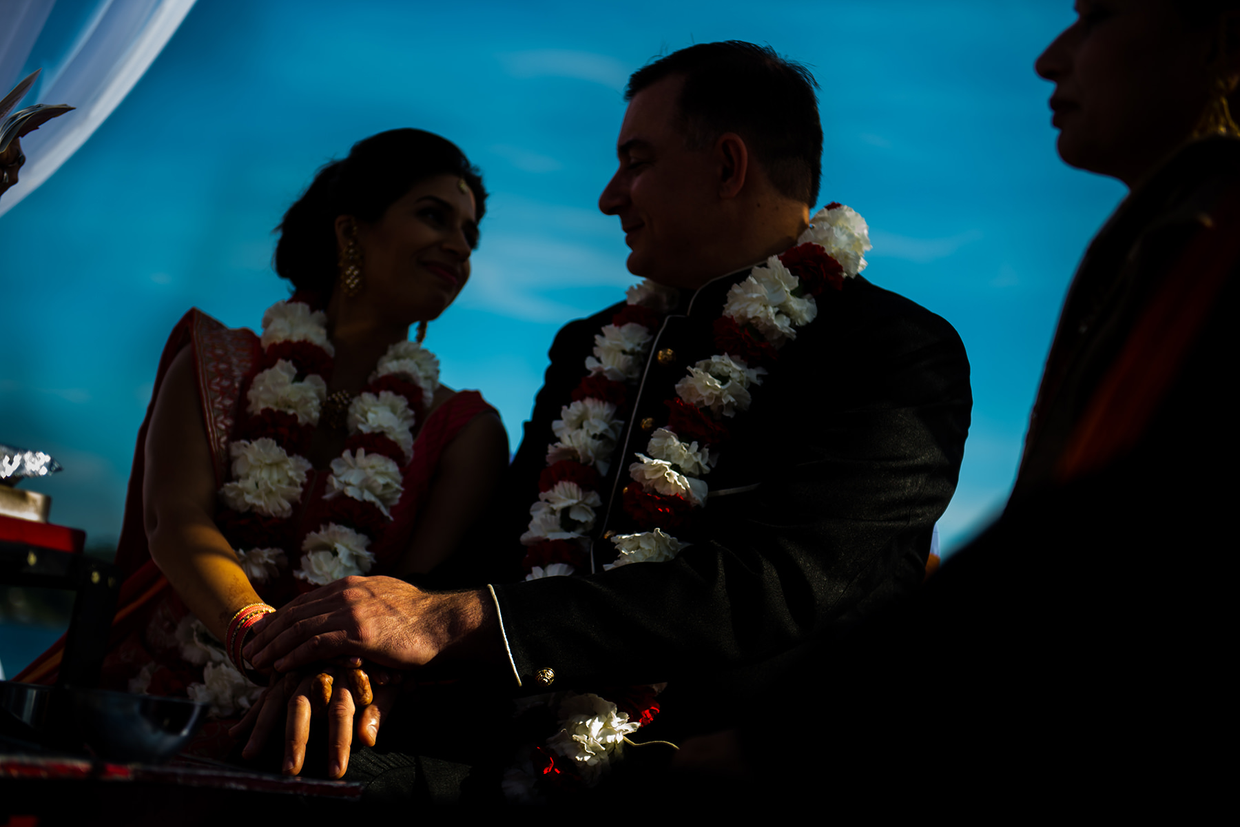 bride and groom during indian wedding