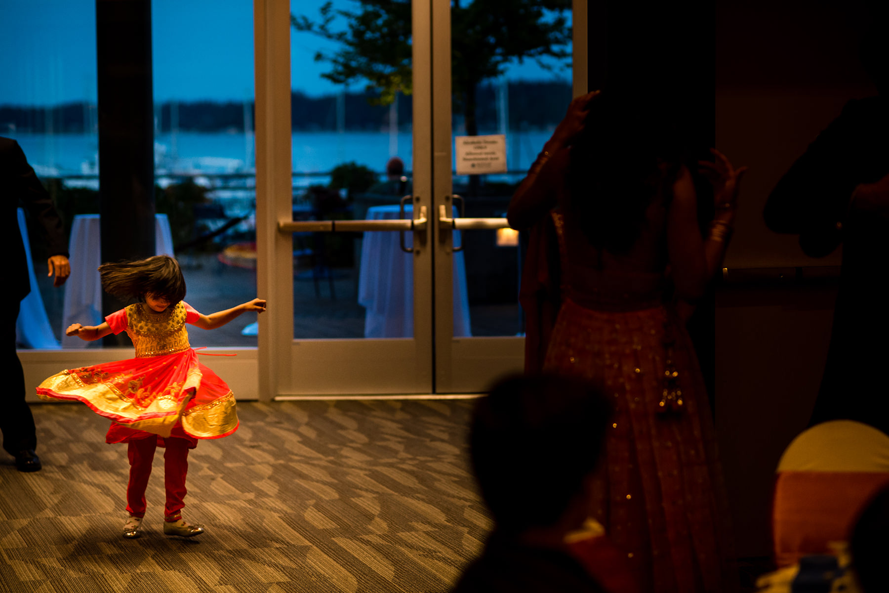 flower girl dancing in sari